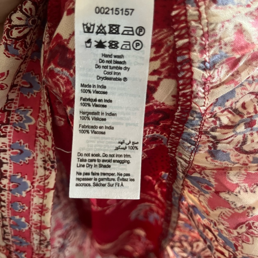 Red Pattern Blouse with Ruffles - Picture 5 of 5